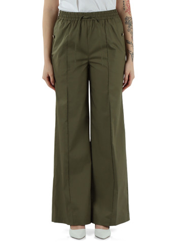 Militärgrün | Stretch-Baumwollhose mit Kordelzug