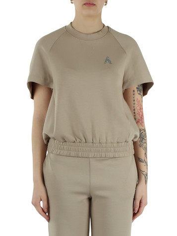 BEIGE | Felpa in misto cotone con logo glitterato