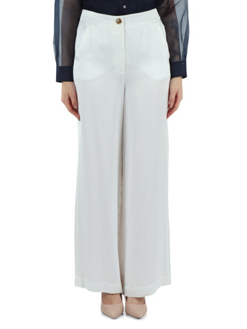 WEISS | IDONEO Hose mit weitem Bein aus Leinen und Viskose