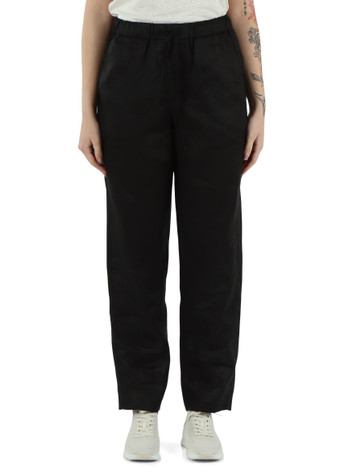 SCHWARZ | Leinenhose mit Kordelzug INDI