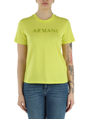 LIME | T-shirt regular boxy in cotone con logo paillettato