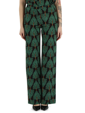 VERDE | Pantalone stampato in jersey di viscosa stretch