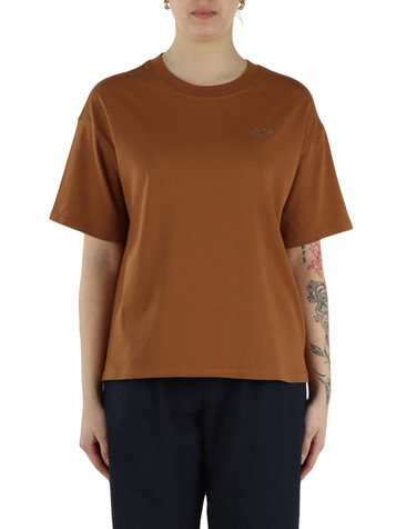 MARRONE CHIARO | T-shirt oversize in cotone con logo frontale