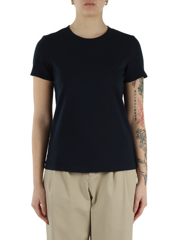 BLU SCURO | T-shirt in cotone con logo frontale