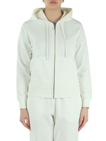 OFF WHITE | Felpa con zip e cappuccio in cotone garzato