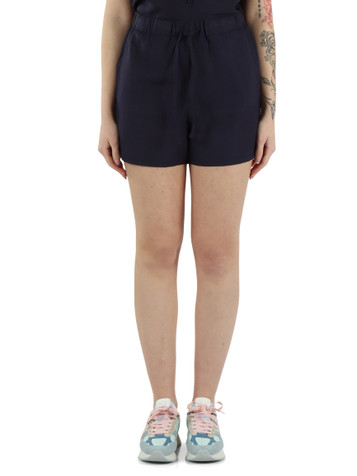 BLU SCURO | Shorts con coulisse in lino e viscosa