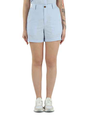 CELESTE | Shorts vita alta in cotone seersucker