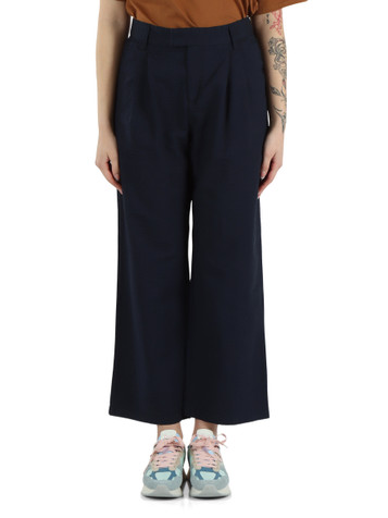 BLU SCURO | Pantalone con pinces in cotone seersucker