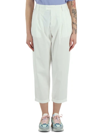 OFF WHITE | Pantalone in tencel e cotone con pinces