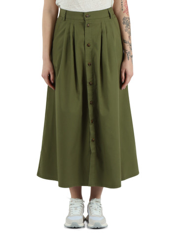 VERDE | Gonna in tencel e cotone con pinces