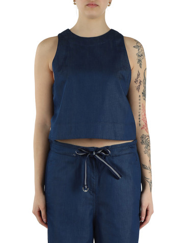 BLU | Top in denim con placca logo