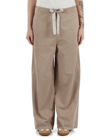 BEIGE | Pantalone gamba larga in denim leggero