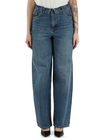 BLU | LIU JO feat. ELODIE: Pantalone jeans baggy con stringhe
