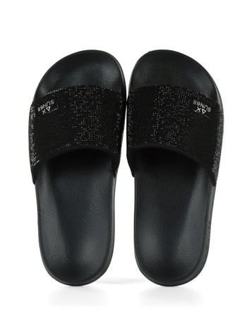 NERO | Ciabatte SLIPPERS STRASS BEACH