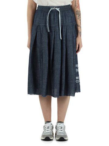 BLU | Gonna in denim leggero Indigo di lyocell e lino