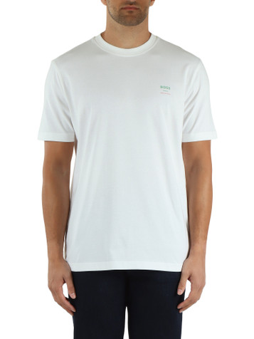 BIANCO | T-shirt in cotone con scritta logo a rilievo