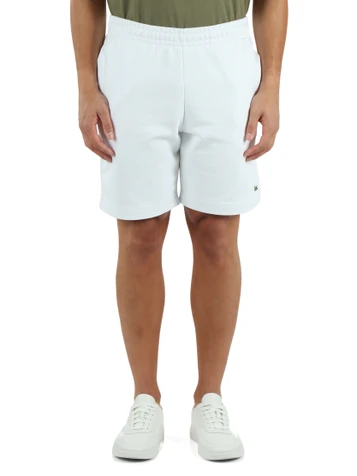 BIANCO | Pantaloncini sportivi regular fit in cotone garzato
