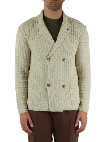 BEIGE | Cardigan doppiopetto in misto cotone