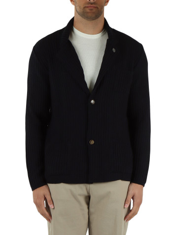 BLU SCURO | Cardigan doppiopetto in misto cotone