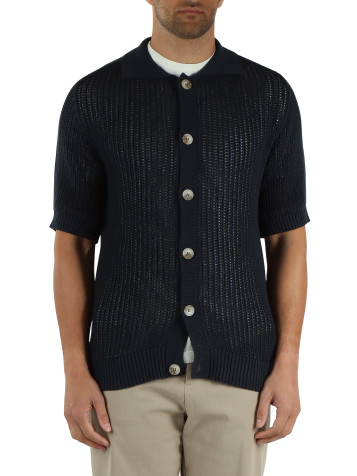 BLU | Cardigan manica corta in misto cotone e lino