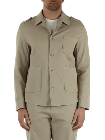 BEIGE | Overshirt in drill di misto cotone