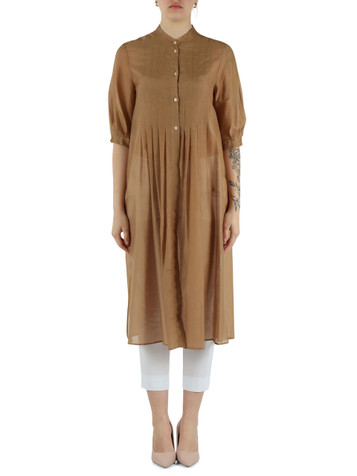 CAMMELLO | Camicia lunga EMMRING in mussola di cotone e seta