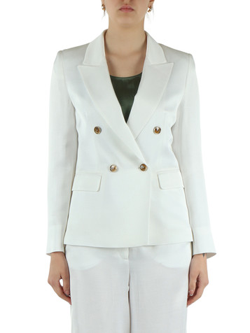 BIANCO | Giacca doppiopetto CHARME in lino e viscosa