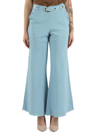 AZZURRO | Pantalone con cintura LEILA in lino stretch