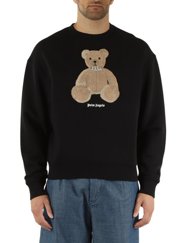 NERO | Felpa regular fit in cotone garzato con patch frontale