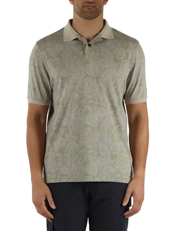 BEIGE | Polo stampata MALIBU' in cotone e rayon stretch