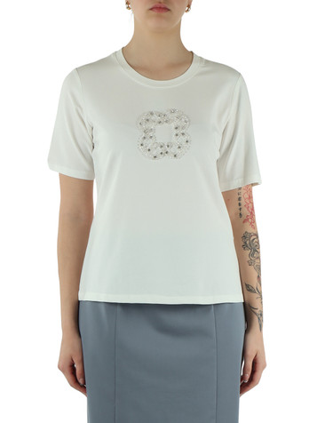 OFF WHITE | T-shirt in cotone stretch con logo in strass