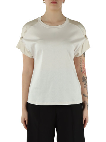 BEIGE | T-shirt in jersey di cotone e raso di viscosa