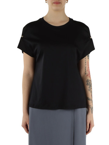 NERO | T-shirt in jersey di cotone e raso di viscosa