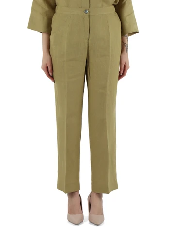 VERDE | Pantaloni taglio dritto in lino