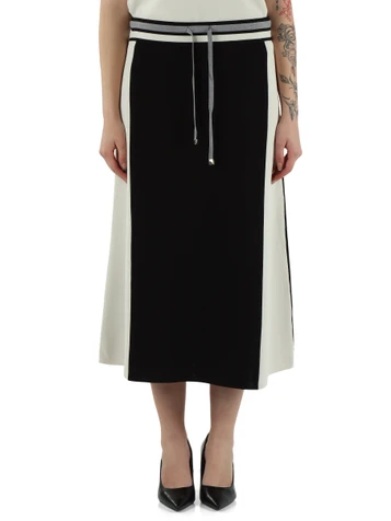 NERO | Gonna midi color block in misto viscosa