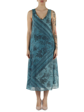 AZURBLAU | Midikleid mit Print aus Lyocell-Mischung