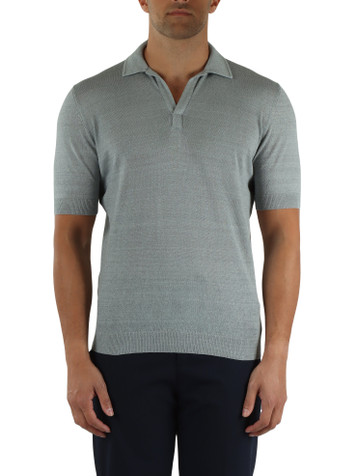 GRIGIO CHIARO | Polo derby in maglina di lino e cotone