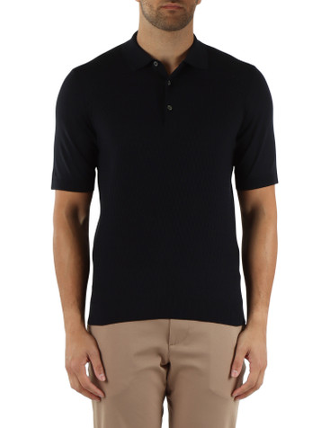 BLU SCURO | Polo in maglina di seta e cotone
