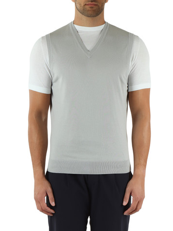 GRIGIO CHIARO | Gilet collo a V in cotone