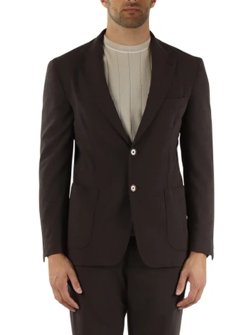 MARRONE | Giacca monopetto ARES in lana vergine stretch