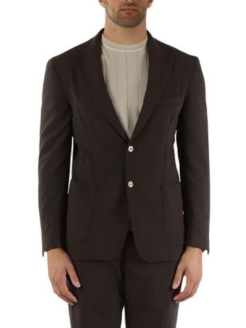 MARRONE | Giacca monopetto ARES in lana vergine stretch