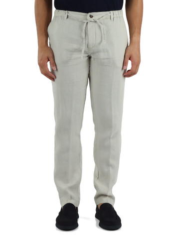 GRIGIO CHIARO | Pantalone con coulisse in lino ASKY GOLD 226