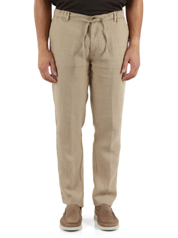 BEIGE | Pantalone con coulisse in lino ASKY GOLD 226