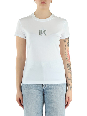 BIANCO | T-shirt slim fit in cotone con stampa logo
