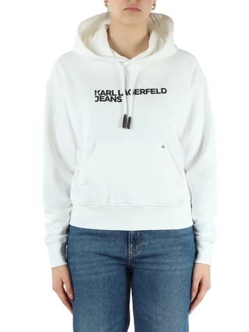 BIANCO | Felpa Essential regular fit in misto cotone organico garzato