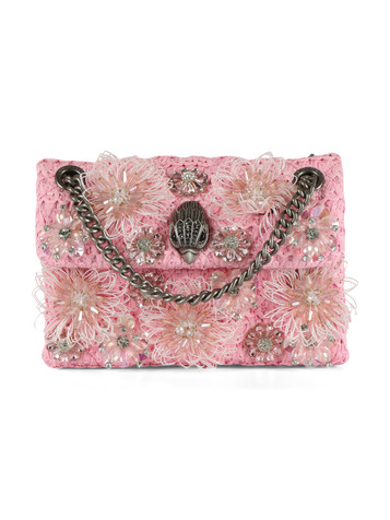 ROSA | Borsa a tracolla con strass RAFFIA MINI KENSINGTON