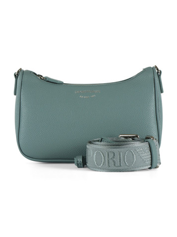 AZZURRO POLVERE | Mini borsa a tracolla effetto martellato con logo impresso