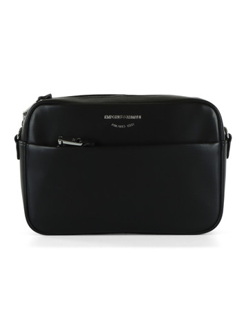 NERO | Camera case a tracolla in pelle con logo impresso