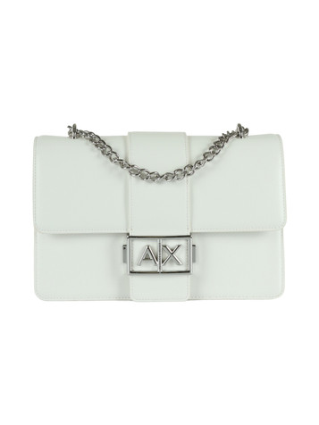 BIANCO | Borsa a tracolla con placca logo frontale