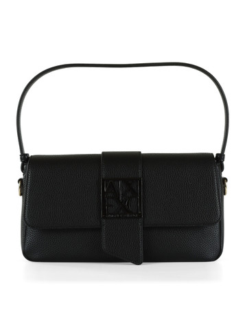 NERO | Borsa a spalla effetto martellato con placca logo